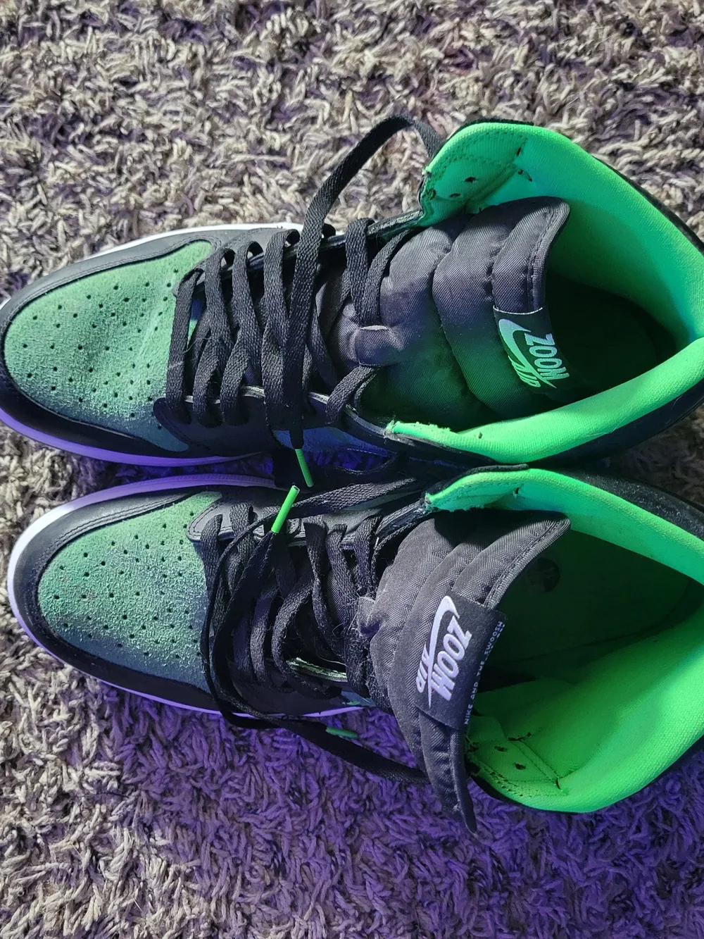 Men's Nike High-Top Zoom Air Dunks in Green and Black Worn Once!